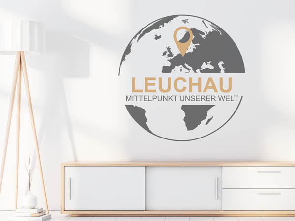Wandtattoo Leuchau - Mittelpunkt unserer Welt mit Pin im Globus