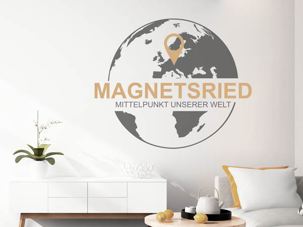 Wandtattoo Magnetsried - Mittelpunkt unserer Welt mit Pin im Globus