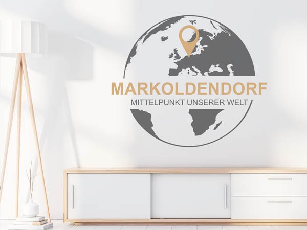 Wandtattoo Markoldendorf - Mittelpunkt unserer Welt mit Pin im Globus