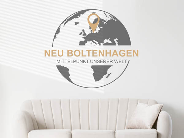 Wandtattoo Neu Boltenhagen - Mittelpunkt unserer Welt mit Pin im Globus