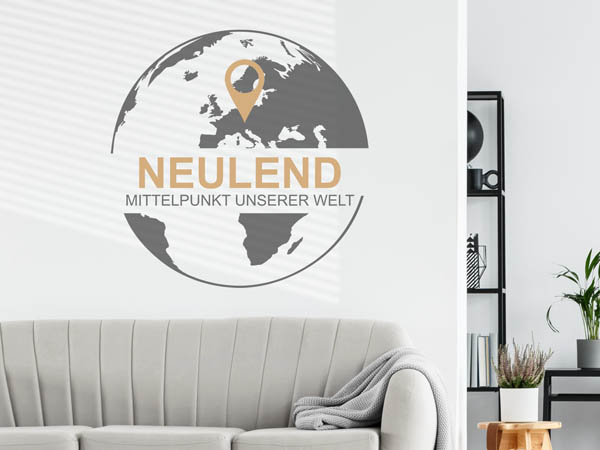 Wandtattoo Neulend - Mittelpunkt unserer Welt mit Pin im Globus