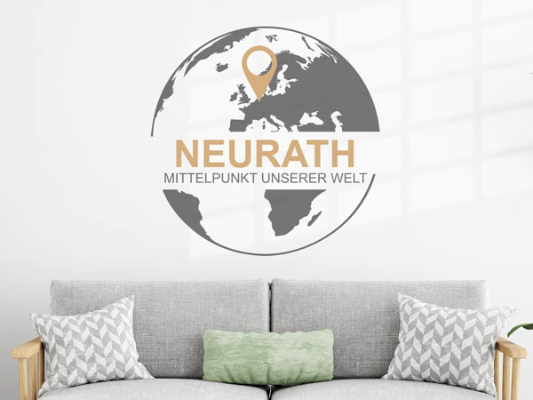 Wandtattoo Neurath - Mittelpunkt unserer Welt mit Pin im Globus