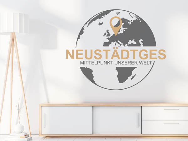 Wandtattoo Neustädtges - Mittelpunkt unserer Welt mit Pin im Globus