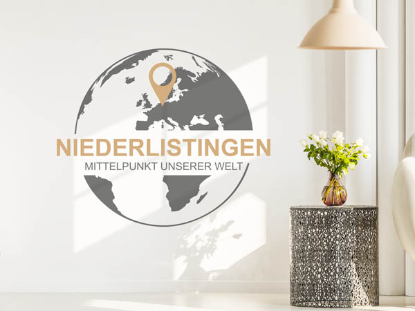 Wandtattoo Niederlistingen - Mittelpunkt unserer Welt mit Pin im Globus