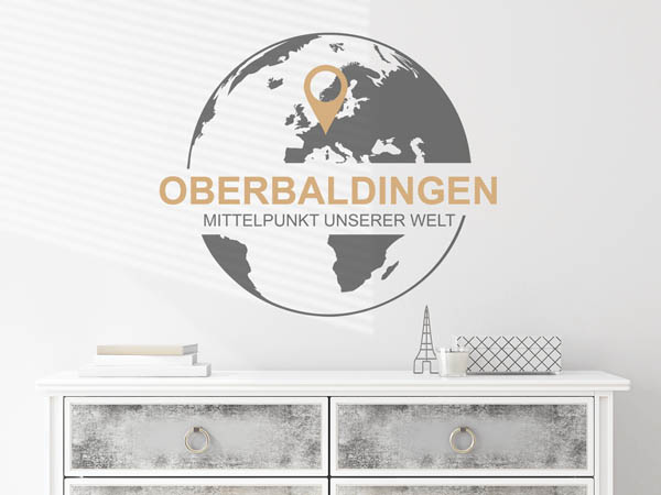 Wandtattoo Oberbaldingen - Mittelpunkt unserer Welt mit Pin im Globus