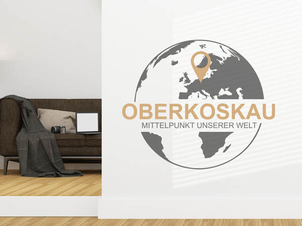 Wandtattoo Oberkoskau - Mittelpunkt unserer Welt mit Pin im Globus