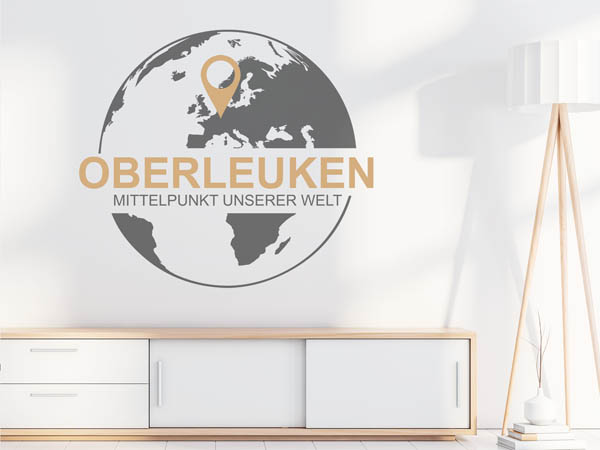 Wandtattoo Oberleuken - Mittelpunkt unserer Welt mit Pin im Globus