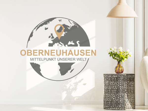 Wandtattoo Oberneuhausen - Mittelpunkt unserer Welt mit Pin im Globus