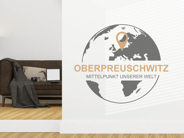 Wandtattoo Oberpreuschwitz - Mittelpunkt unserer Welt mit Pin im Globus