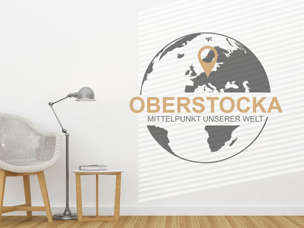 Wandtattoo Oberstocka - Mittelpunkt unserer Welt mit Pin im Globus