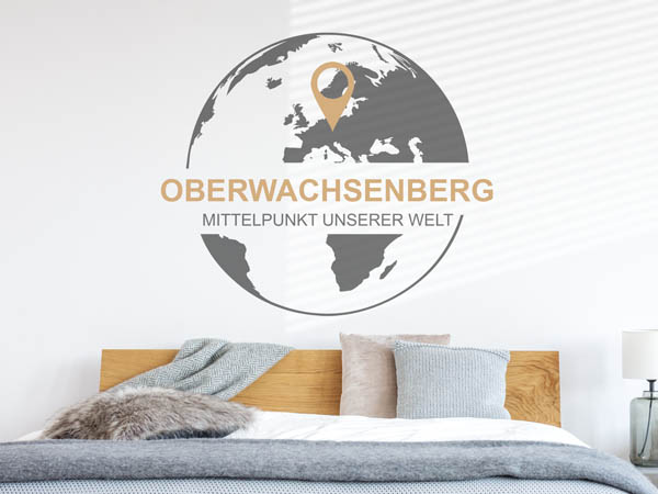 Wandtattoo Oberwachsenberg - Mittelpunkt unserer Welt mit Pin im Globus