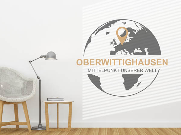 Wandtattoo Oberwittighausen - Mittelpunkt unserer Welt mit Pin im Globus