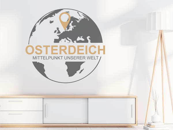 Wandtattoo Osterdeich - Mittelpunkt unserer Welt mit Pin im Globus