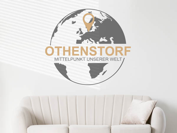 Wandtattoo Othenstorf - Mittelpunkt unserer Welt mit Pin im Globus