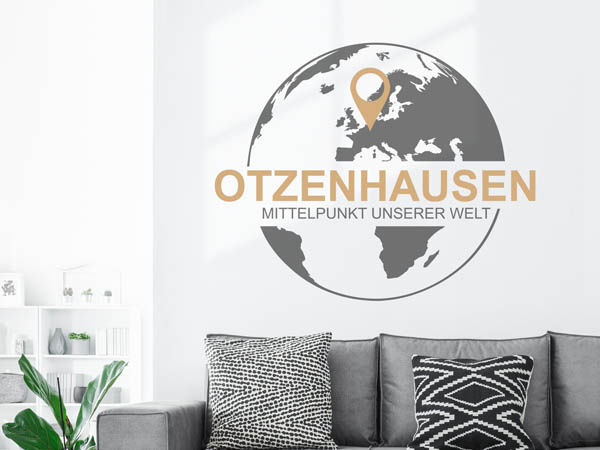 Wandtattoo Otzenhausen - Mittelpunkt unserer Welt mit Pin im Globus