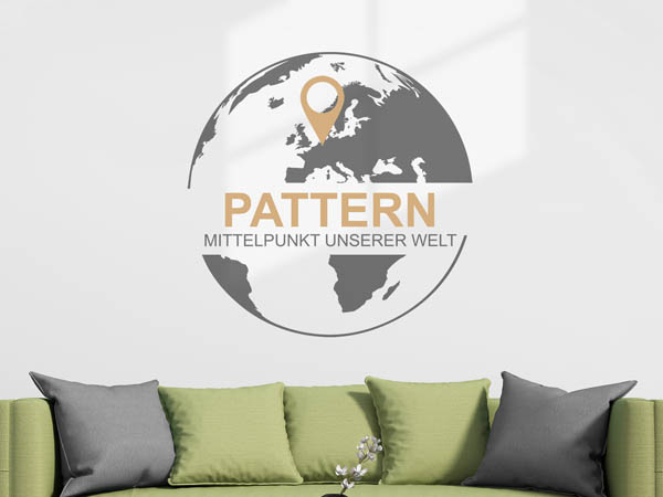 Wandtattoo Pattern - Mittelpunkt unserer Welt mit Pin im Globus