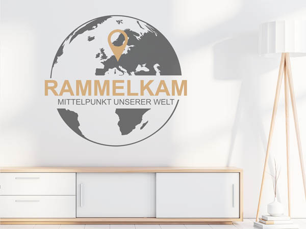 Wandtattoo Rammelkam - Mittelpunkt unserer Welt mit Pin im Globus