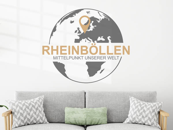 Wandtattoo Rheinböllen - Mittelpunkt unserer Welt mit Pin im Globus