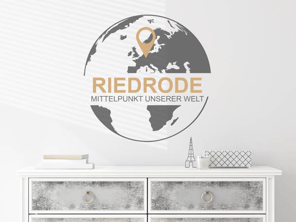 Wandtattoo Riedrode - Mittelpunkt unserer Welt mit Pin im Globus
