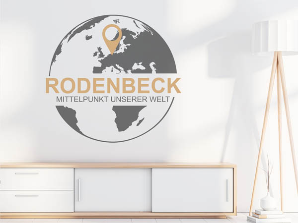 Wandtattoo Rodenbeck - Mittelpunkt unserer Welt mit Pin im Globus