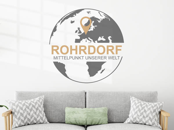 Wandtattoo Rohrdorf - Mittelpunkt unserer Welt mit Pin im Globus