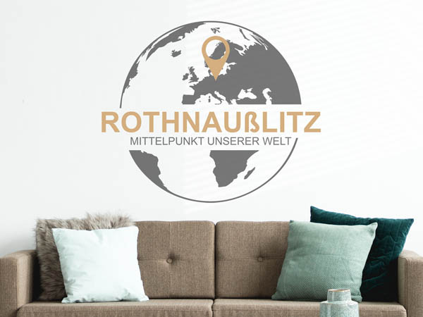 Wandtattoo Rothnaußlitz - Mittelpunkt unserer Welt mit Pin im Globus