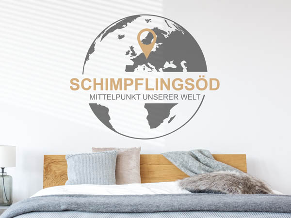 Wandtattoo Schimpflingsöd - Mittelpunkt unserer Welt mit Pin im Globus
