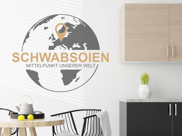 Wandtattoo Schwabsoien - Mittelpunkt unserer Welt mit Pin im Globus