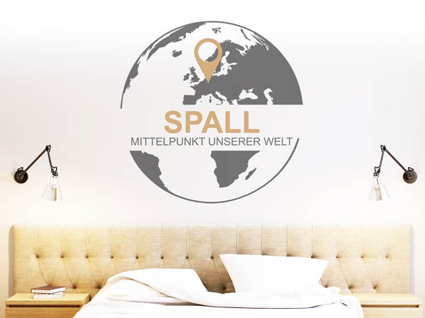 Wandtattoo Spall - Mittelpunkt unserer Welt mit Pin im Globus