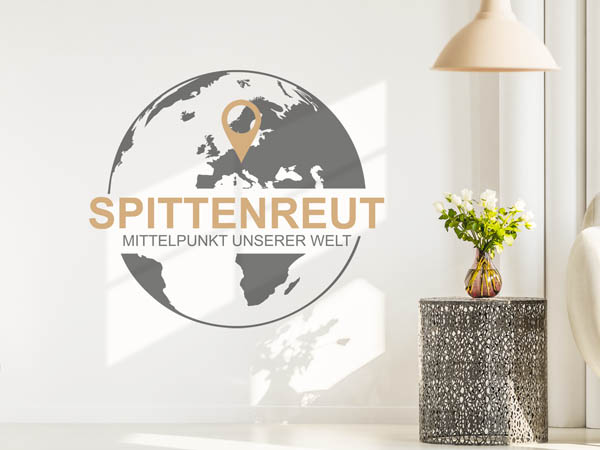 Wandtattoo Spittenreut - Mittelpunkt unserer Welt mit Pin im Globus