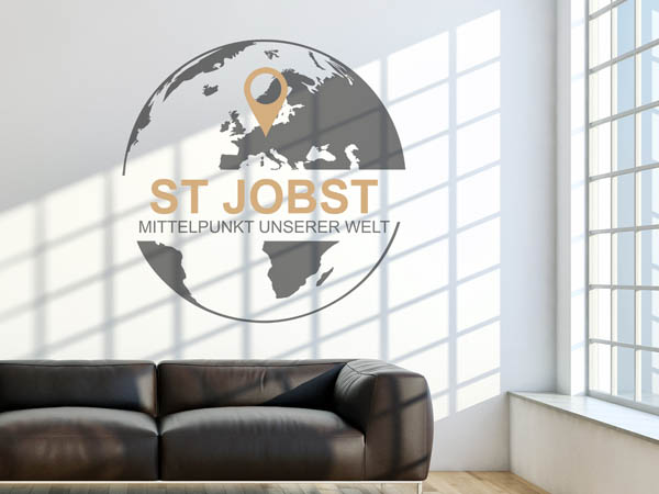 Wandtattoo St Jobst - Mittelpunkt unserer Welt mit Pin im Globus