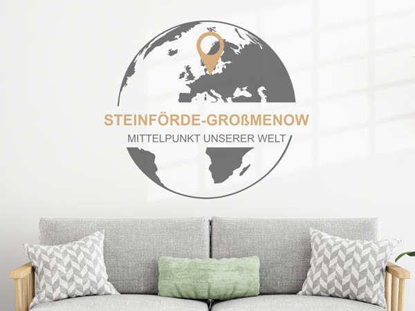 Wandtattoo Steinförde-Großmenow - Mittelpunkt unserer Welt mit Pin im Globus