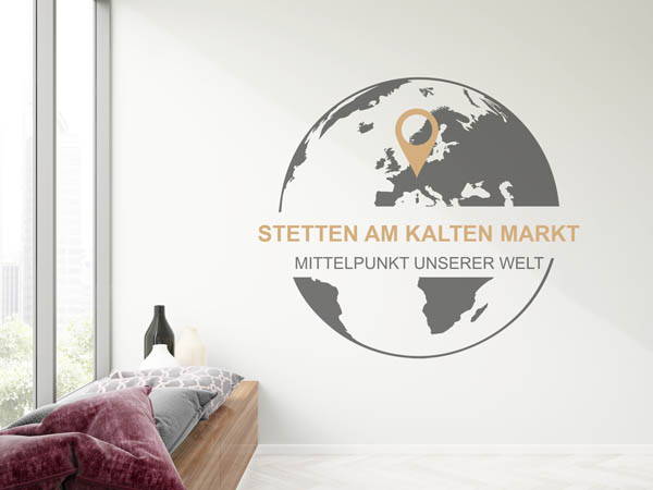 Wandtattoo Stetten am kalten Markt - Mittelpunkt unserer Welt mit Pin im Globus