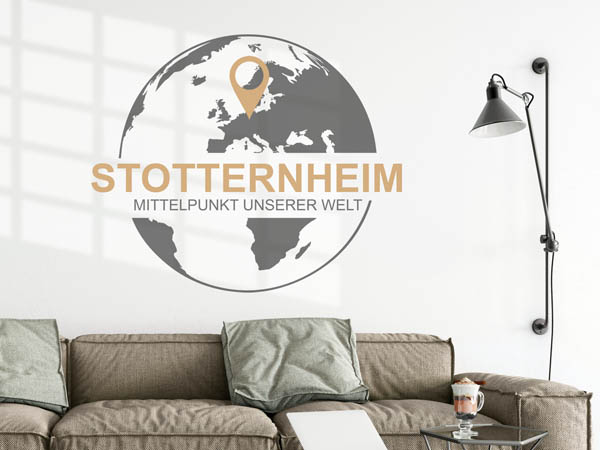 Wandtattoo Stotternheim - Mittelpunkt unserer Welt mit Pin im Globus