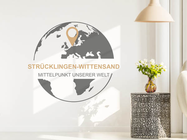 Wandtattoo Strücklingen-Wittensand - Mittelpunkt unserer Welt mit Pin im Globus