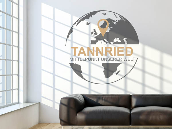 Wandtattoo Tannried - Mittelpunkt unserer Welt mit Pin im Globus