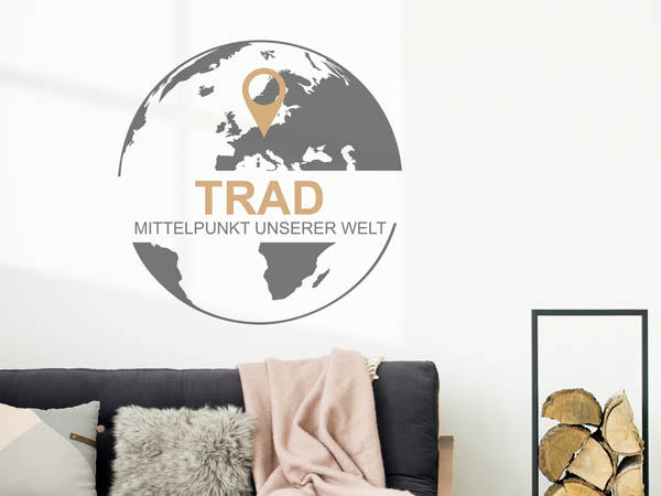 Wandtattoo Trad - Mittelpunkt unserer Welt mit Pin im Globus
