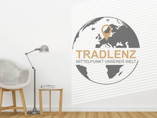 Wandtattoo Tradlenz - Mittelpunkt unserer Welt mit Pin im Globus