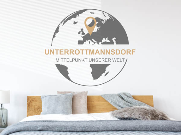 Wandtattoo Unterrottmannsdorf - Mittelpunkt unserer Welt mit Pin im Globus