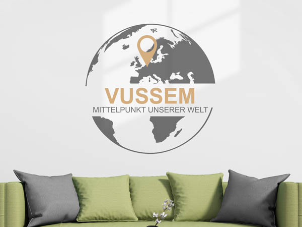 Wandtattoo Vussem - Mittelpunkt unserer Welt mit Pin im Globus