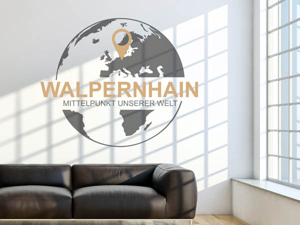 Wandtattoo Walpernhain - Mittelpunkt unserer Welt mit Pin im Globus