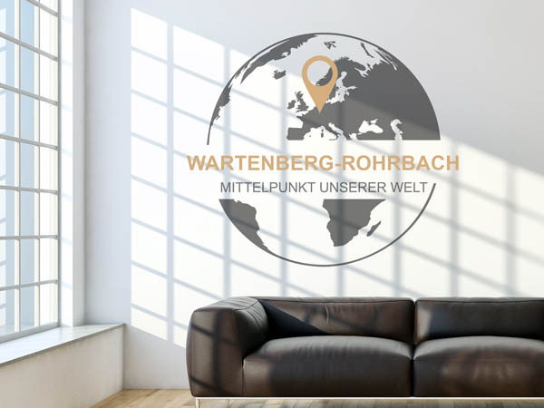Wandtattoo Wartenberg-Rohrbach - Mittelpunkt unserer Welt mit Pin im Globus