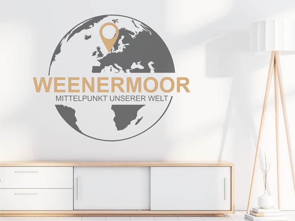 Wandtattoo Weenermoor - Mittelpunkt unserer Welt mit Pin im Globus