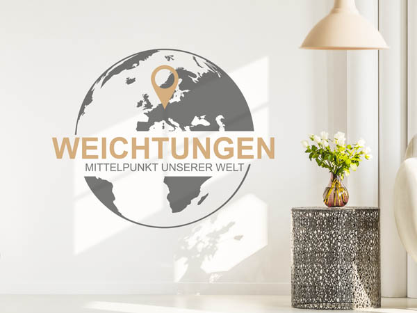 Wandtattoo Weichtungen - Mittelpunkt unserer Welt mit Pin im Globus