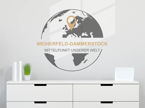 Wandtattoo Weiherfeld-Dammerstock - Mittelpunkt unserer Welt mit Pin im Globus