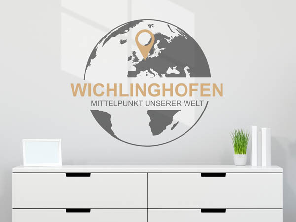 Wandtattoo Wichlinghofen - Mittelpunkt unserer Welt mit Pin im Globus