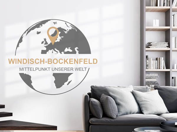 Wandtattoo Windisch-Bockenfeld - Mittelpunkt unserer Welt mit Pin im Globus