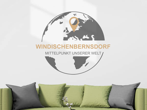 Wandtattoo Windischenbernsdorf - Mittelpunkt unserer Welt mit Pin im Globus