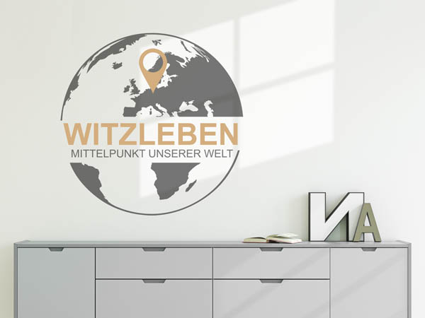 Wandtattoo Witzleben - Mittelpunkt unserer Welt mit Pin im Globus