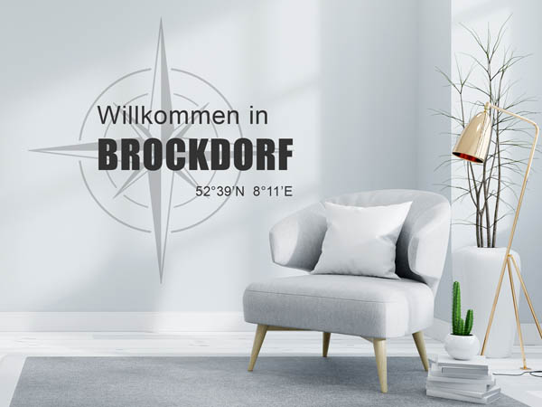 Wandtattoo Willkommen in Brockdorf mit den Koordinaten 52°39'N 8°11'E